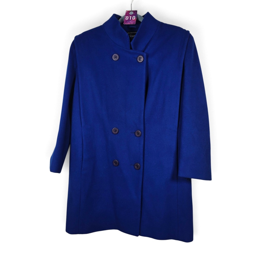Vintage Mackintosh Wool Blend Coat Women 10 Double Breasted Royal Blue USA Made
